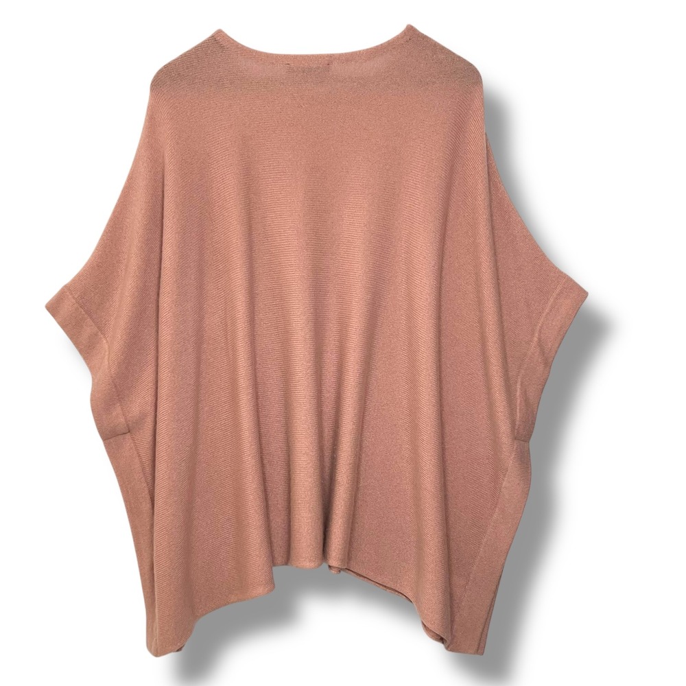 Ann Taylor 100% Cashmere Poncho Sweater Rose Pink‎ M/L Oversized Knit Lagenlook - Picture 2 of 15